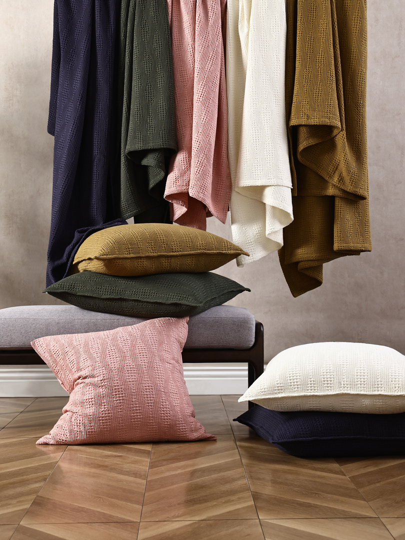 MM Linen | Ansel Throw | Pink | Optional Eurocases / Cushion Covers image 1